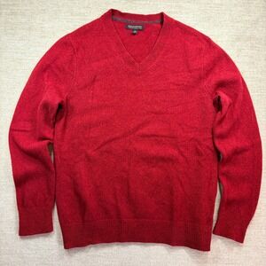 Banana Republic Red V-Neck 100% Italian Merino Wool Sweater Mens Medium
